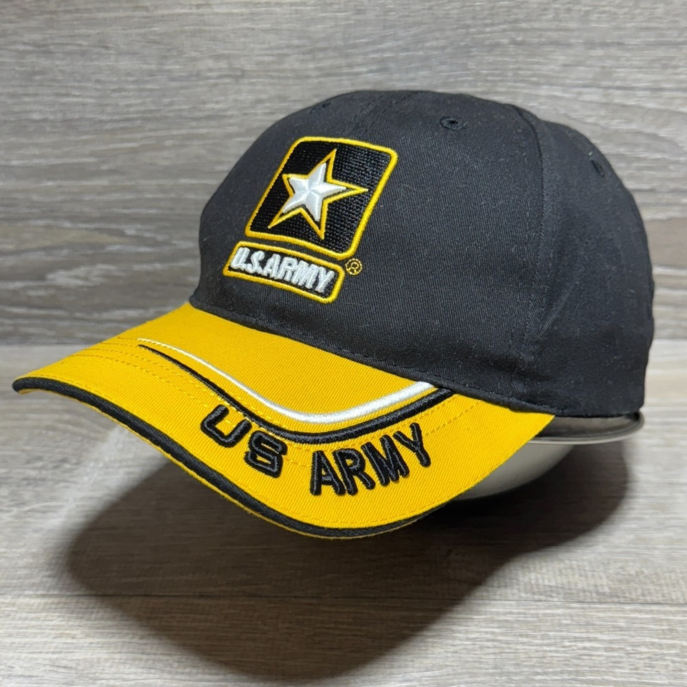 U.S. Army Strong Black Yellow Hat‎ GoArmy.com Adjustable Baseball Cap Military